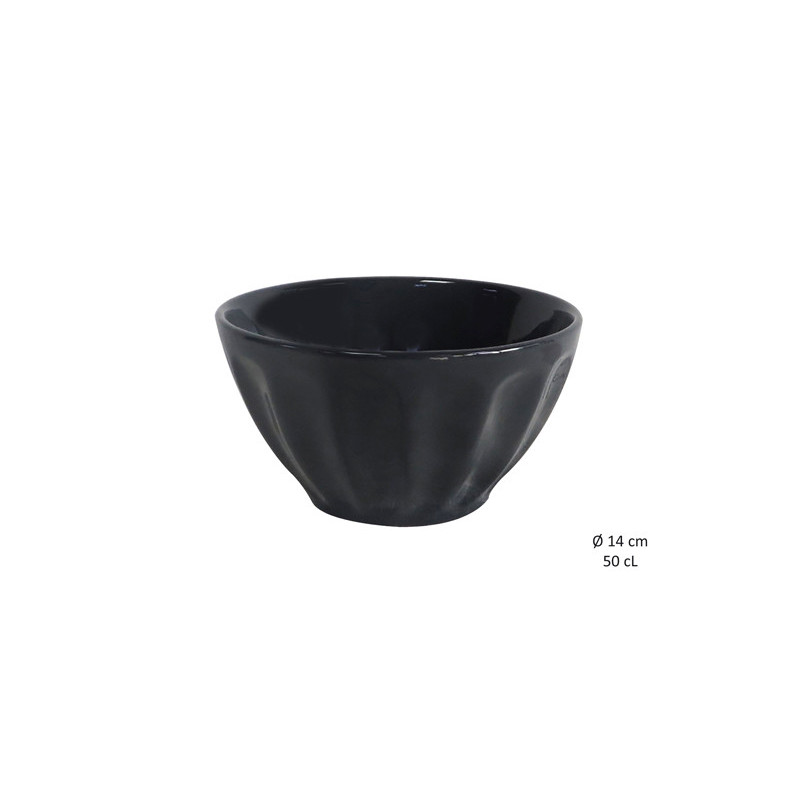 BOL FAIENCE CANNELE 50CL ANTHRACITE
