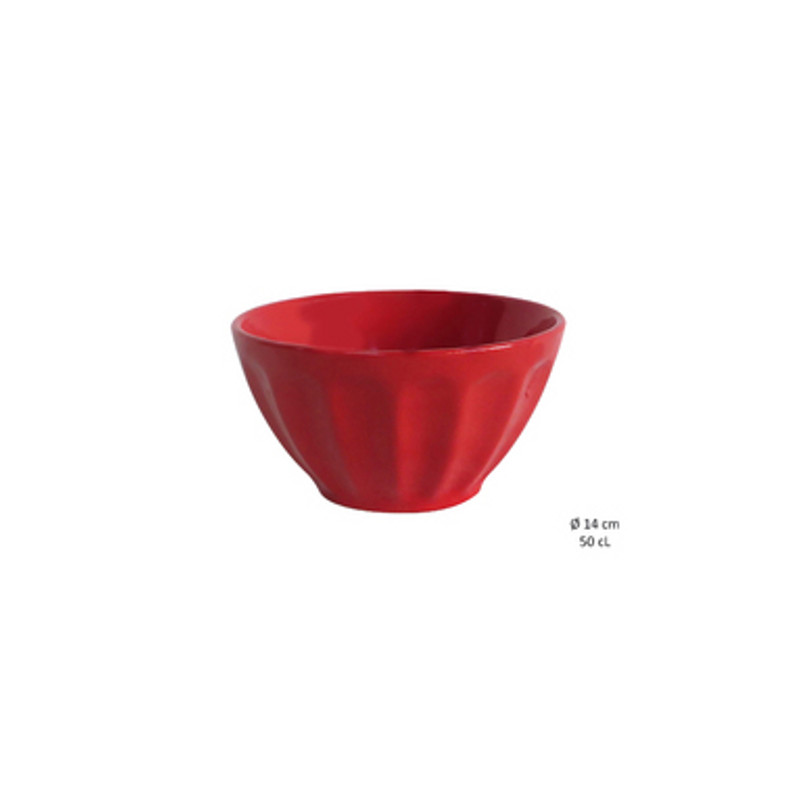 BOL FAIENCE CANNELE 50CL GRES ROUGE