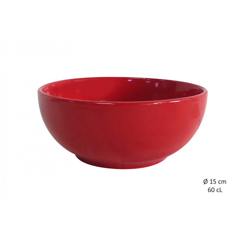 BOL FAIENCE CEREALES 60CL ROUGE