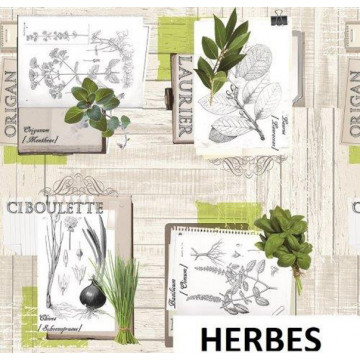 TOILE CIREE HERBES ROULEAU 20M