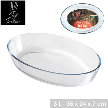 PLAT FOUR VERRE 35CM OVAL...