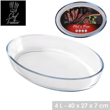 PLAT FOUR VERRE 40CM OVAL...