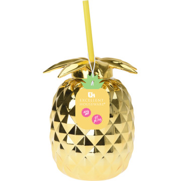 MUG ANANAS DORE + PAILLE...