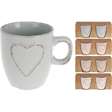 TASSE CAFE X 2  15CL COEUR...