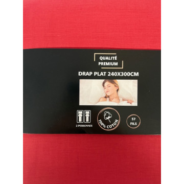 DRAP PLAT 240X300 COTON ROUGE