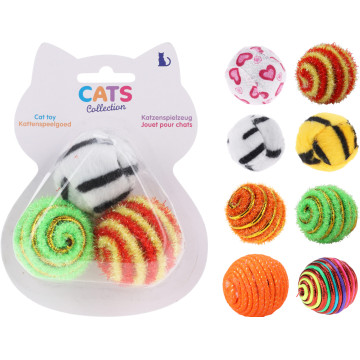 JOUET CHAT X 3 BOULES ASSORT.