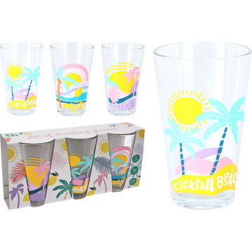 VERRE EAU 30CL X 3 DESSINS...
