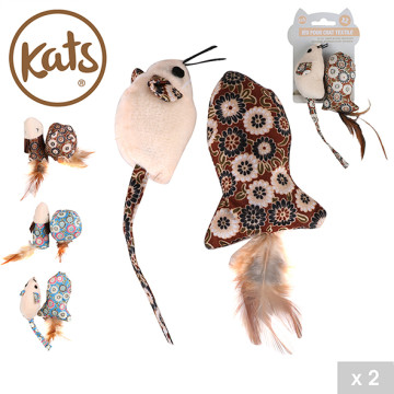 JOUET CHAT SOURIS PLUME ASSORT