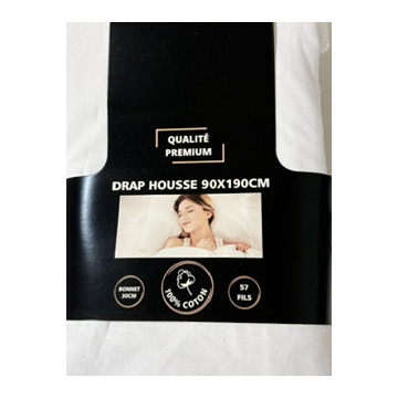 DRAP HOUSSE BLANC  90X190...